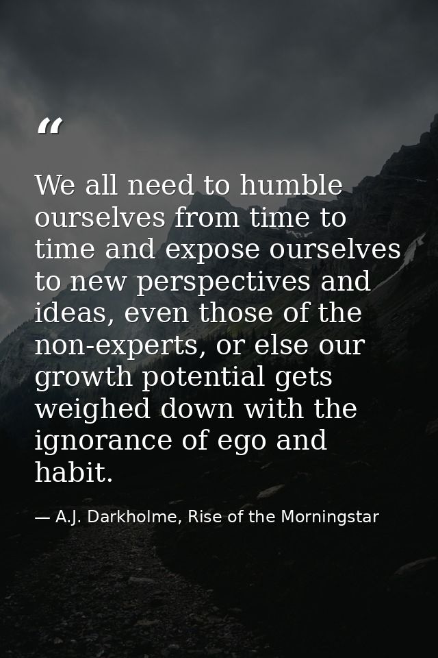 We all need to humble ourselves from time to time and expose ourselves to new perspectives and ideas, even those of the  — A.J. Darkholme, Rise of the Morningstar