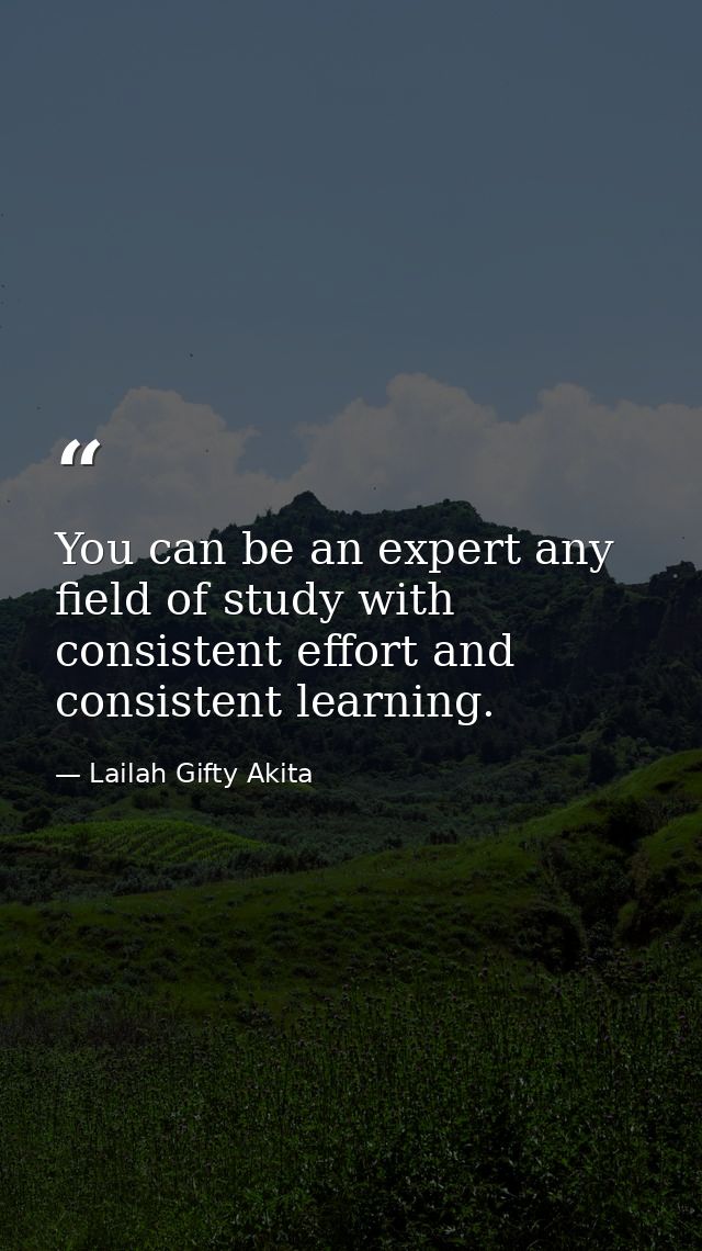 You can be an expert any field of study with consistent effort and consistent learning. — Lailah Gifty Akita