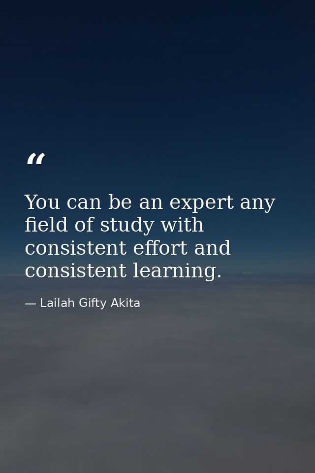 You can be an expert any field of study with consistent effort and consistent learning. — Lailah Gifty Akita