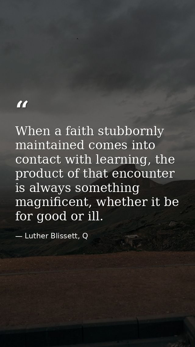 When a faith stubbornly maintained comes into contact with learning, the product of that encounter is always something m — Luther Blissett, Q