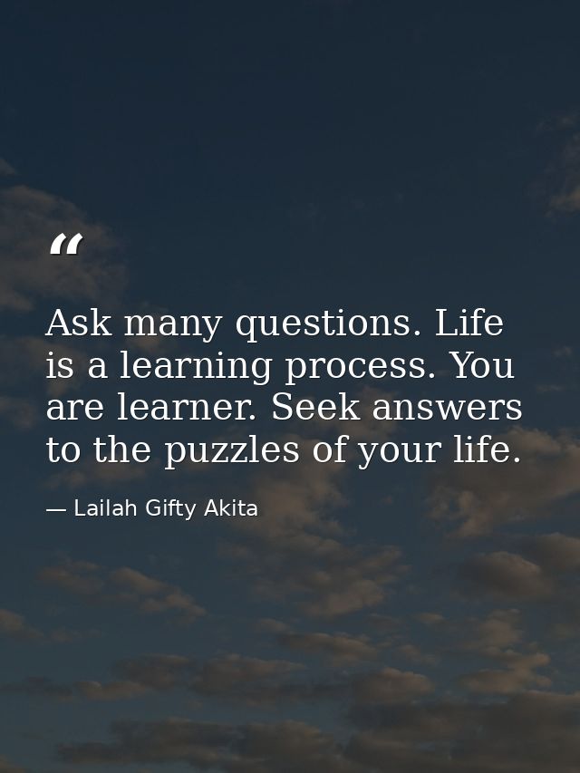 Ask many questions. Life is a learning process. You are learner. Seek answers to the puzzles of your life. — Lailah Gifty Akita