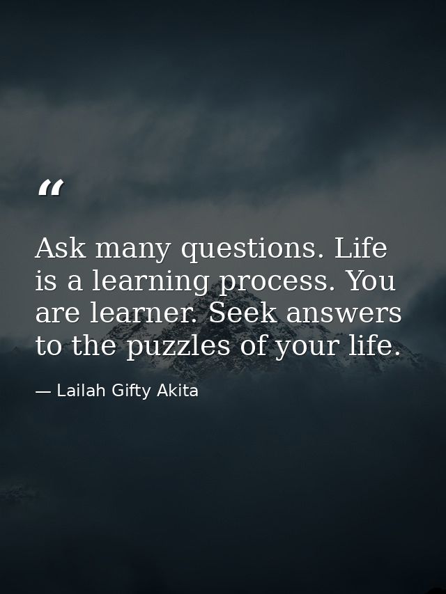 Ask many questions. Life is a learning process. You are learner. Seek answers to the puzzles of your life. — Lailah Gifty Akita