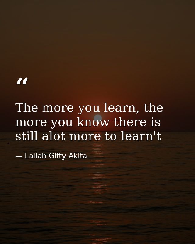 The more you learn, the more you know there is still alot more to learn't — Lailah Gifty Akita