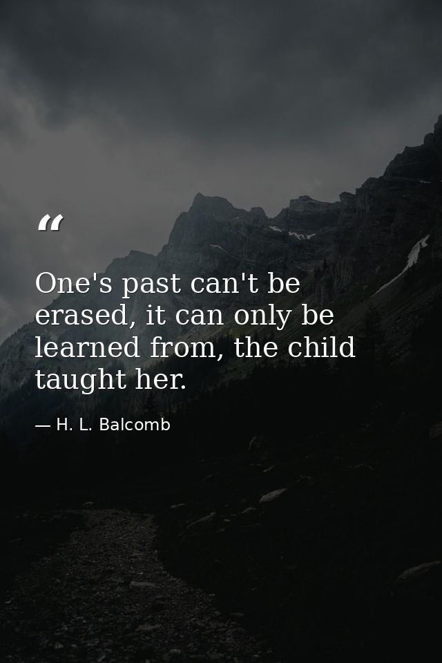 One's past can't be erased, it can only be learned from, the child taught her. — H. L. Balcomb