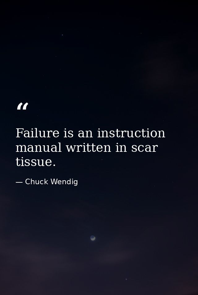 Failure is an instruction manual written in scar tissue. — Chuck Wendig