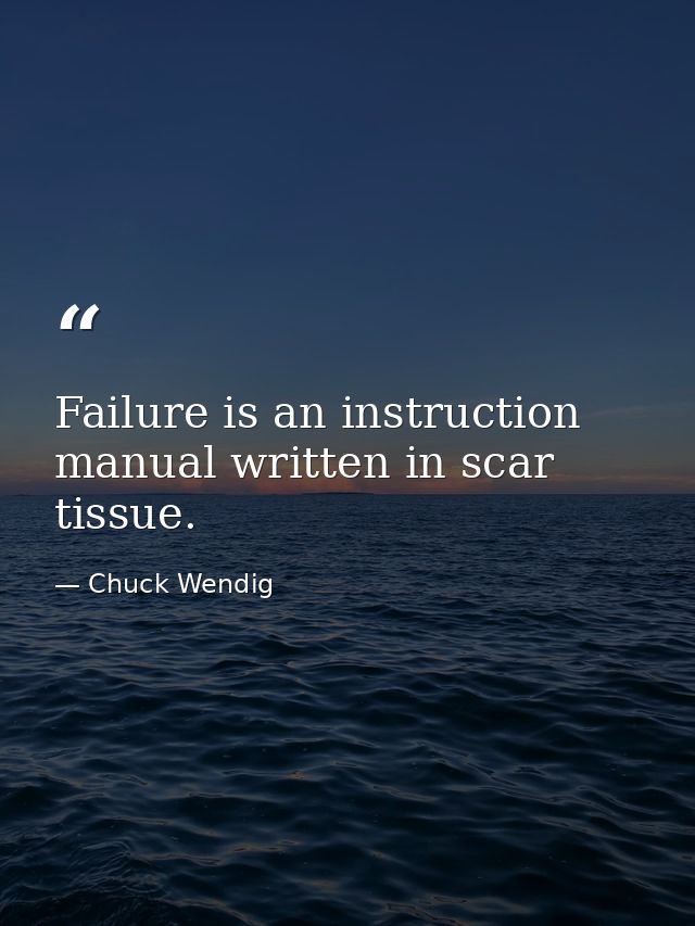 Failure is an instruction manual written in scar tissue. — Chuck Wendig