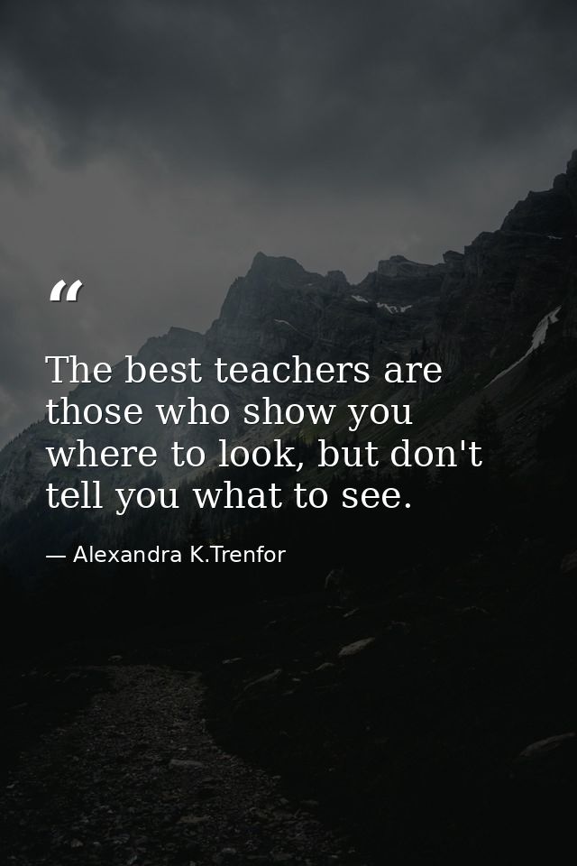 The best teachers are those who show you where to look, but don't tell you what to see. — Alexandra K.Trenfor