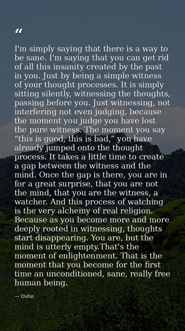 I'm simply saying that there is a way to be sane. I'm saying that you can get rid of all this insanity created by the pa — Osho
