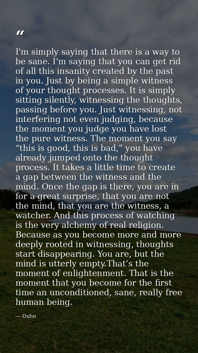 I'm simply saying that there is a way to be sane. I'm saying that you can get rid of all this insanity created by the pa — Osho