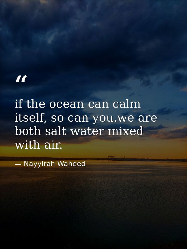 if the ocean can calm itself, so can you.we are both salt water mixed with air. — Nayyirah Waheed