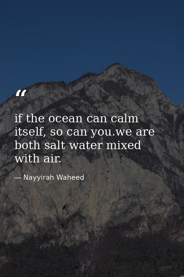 if the ocean can calm itself, so can you.we are both salt water mixed with air. — Nayyirah Waheed