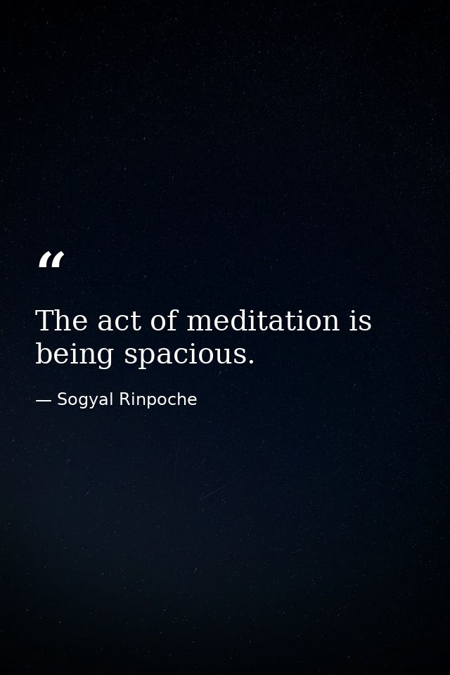 The act of meditation is being spacious. — Sogyal Rinpoche