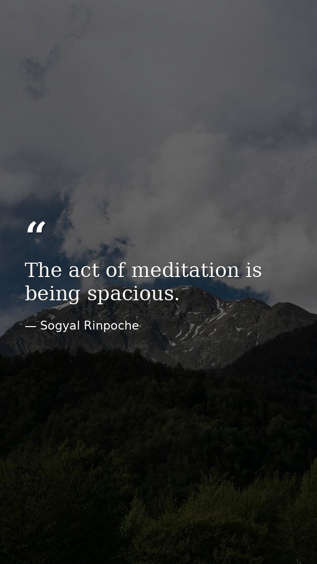 The act of meditation is being spacious. — Sogyal Rinpoche
