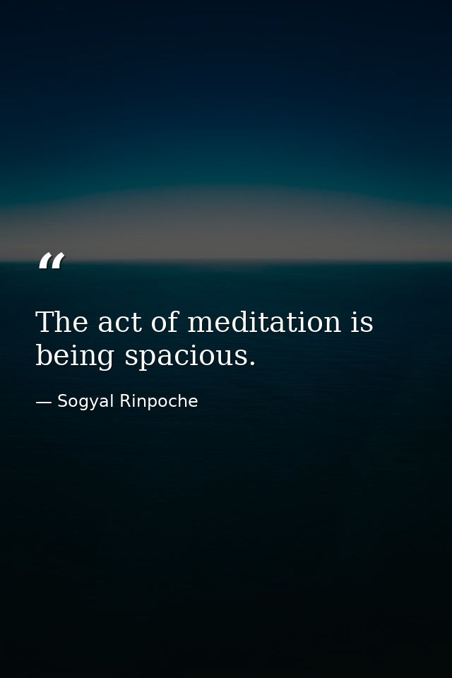The act of meditation is being spacious. — Sogyal Rinpoche