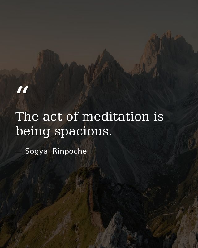 The act of meditation is being spacious. — Sogyal Rinpoche