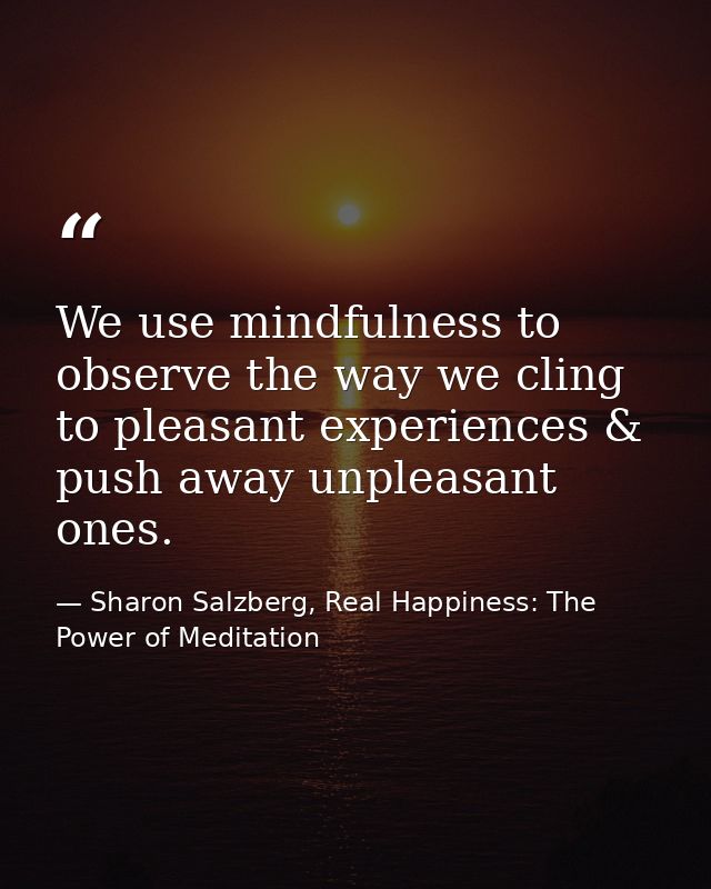 We use mindfulness to observe the way we cling to pleasant experiences & push away unpleasant ones. — Sharon Salzberg, Real Happiness: The Power of Meditation