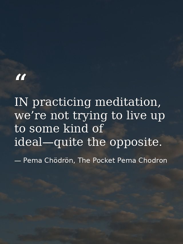 IN practicing meditation, we’re not trying to live up to some kind of ideal—quite the opposite. — Pema Chödrön, The Pocket Pema Chodron