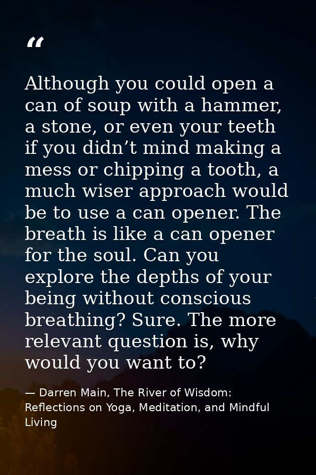 Although you could open a can of soup with a hammer, a stone, or even your teeth if you didn’t mind making a mess or chi — Darren Main, The River of Wisdom: Reflections on Yoga, Meditation, and Mindful Living