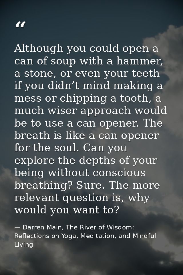 Although you could open a can of soup with a hammer, a stone, or even your teeth if you didn’t mind making a mess or chi — Darren Main, The River of Wisdom: Reflections on Yoga, Meditation, and Mindful Living