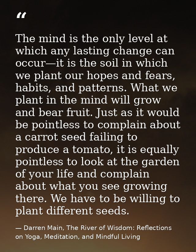 The mind is the only level at which any lasting change can occur—it is the soil in which we plant our hopes and fears, h — Darren Main, The River of Wisdom: Reflections on Yoga, Meditation, and Mindful Living