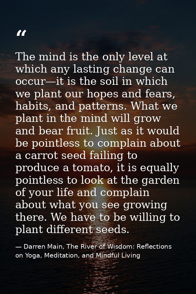 The mind is the only level at which any lasting change can occur—it is the soil in which we plant our hopes and fears, h — Darren Main, The River of Wisdom: Reflections on Yoga, Meditation, and Mindful Living
