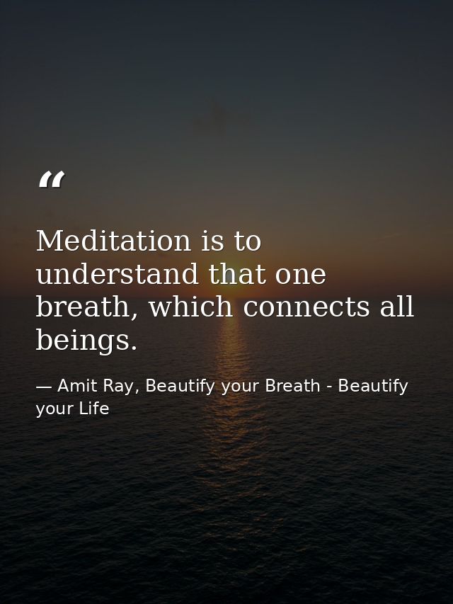 Meditation is to understand that one breath, which connects all beings. — Amit Ray, Beautify your Breath - Beautify your Life