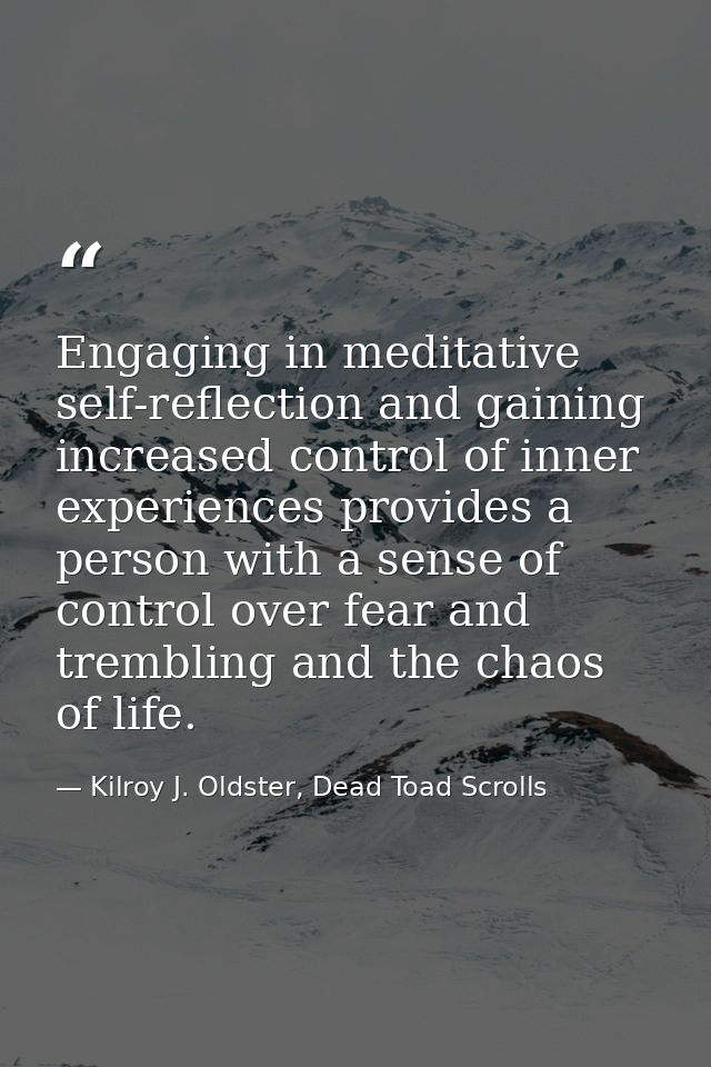 Engaging in meditative self-reflection and gaining increased control of inner experiences provides a person with a sense — Kilroy J. Oldster, Dead Toad Scrolls