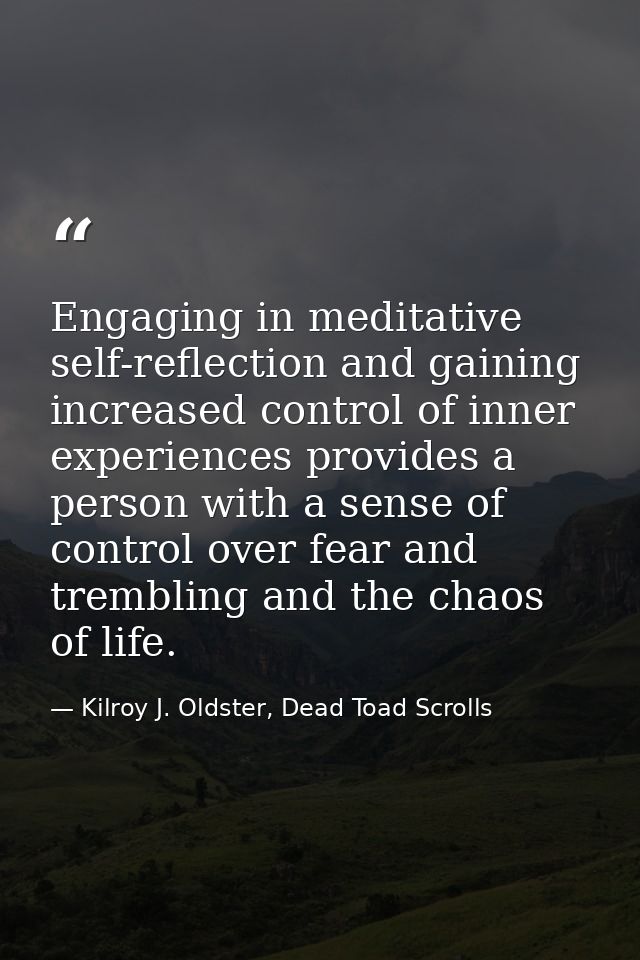 Engaging in meditative self-reflection and gaining increased control of inner experiences provides a person with a sense — Kilroy J. Oldster, Dead Toad Scrolls
