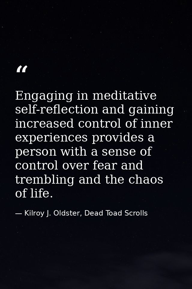 Engaging in meditative self-reflection and gaining increased control of inner experiences provides a person with a sense — Kilroy J. Oldster, Dead Toad Scrolls