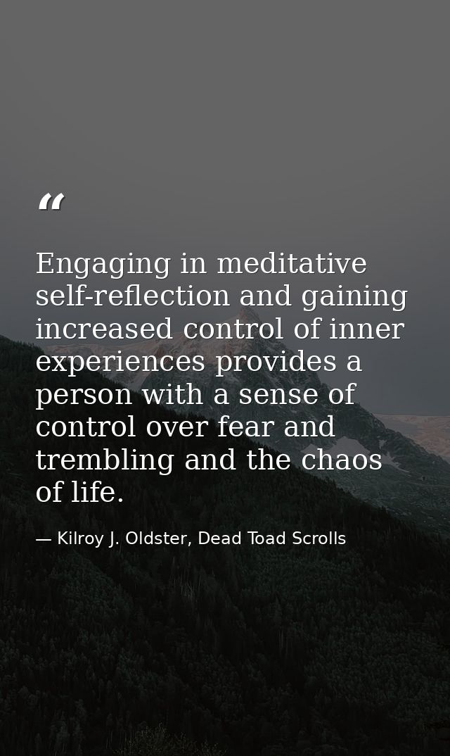 Engaging in meditative self-reflection and gaining increased control of inner experiences provides a person with a sense — Kilroy J. Oldster, Dead Toad Scrolls