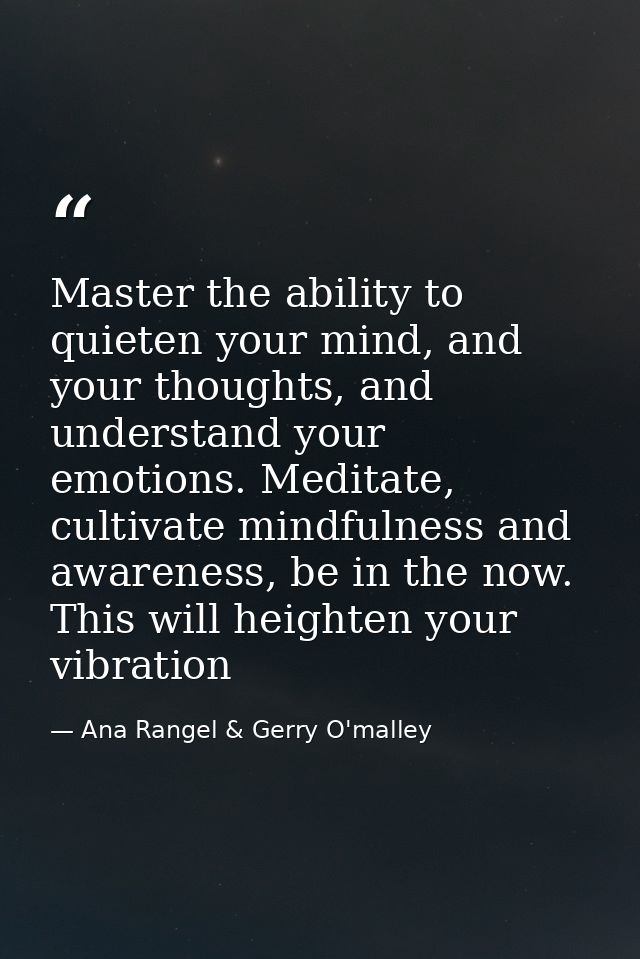Master the ability to quieten your mind, and your thoughts, and understand your emotions. Meditate, cultivate mindfulnes — Ana Rangel & Gerry O'malley