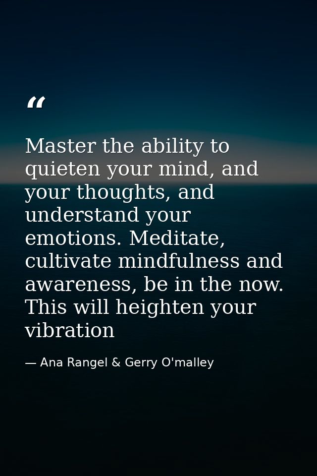 Master the ability to quieten your mind, and your thoughts, and understand your emotions. Meditate, cultivate mindfulnes — Ana Rangel & Gerry O'malley