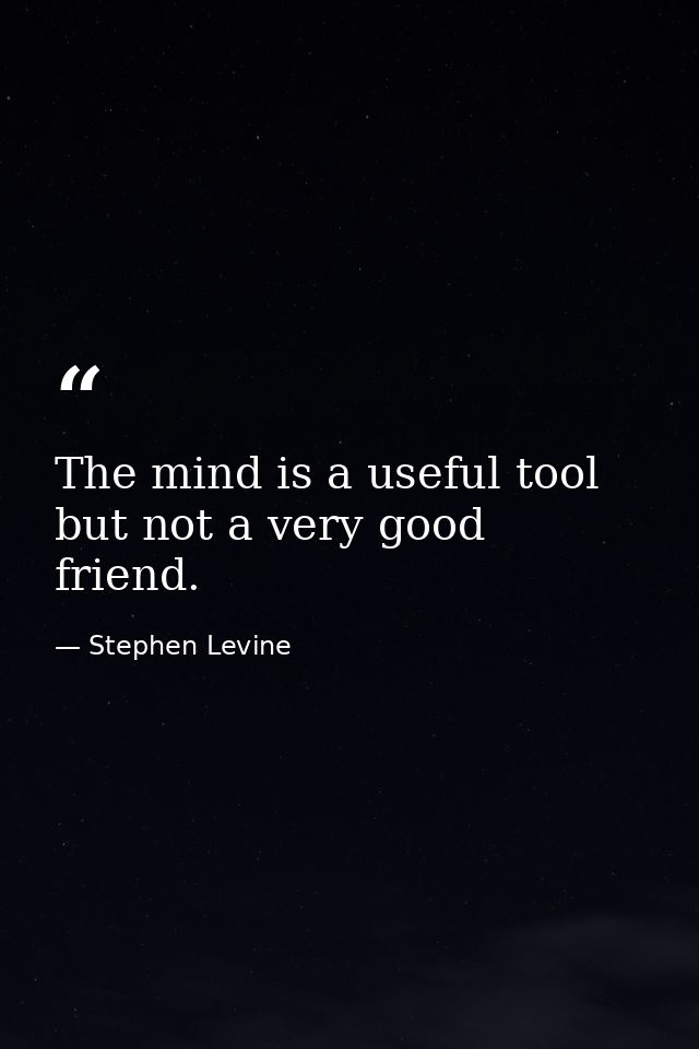 The mind is a useful tool but not a very good friend. — Stephen Levine