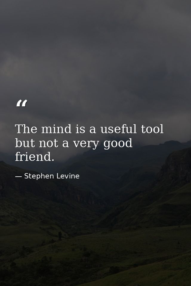 The mind is a useful tool but not a very good friend. — Stephen Levine