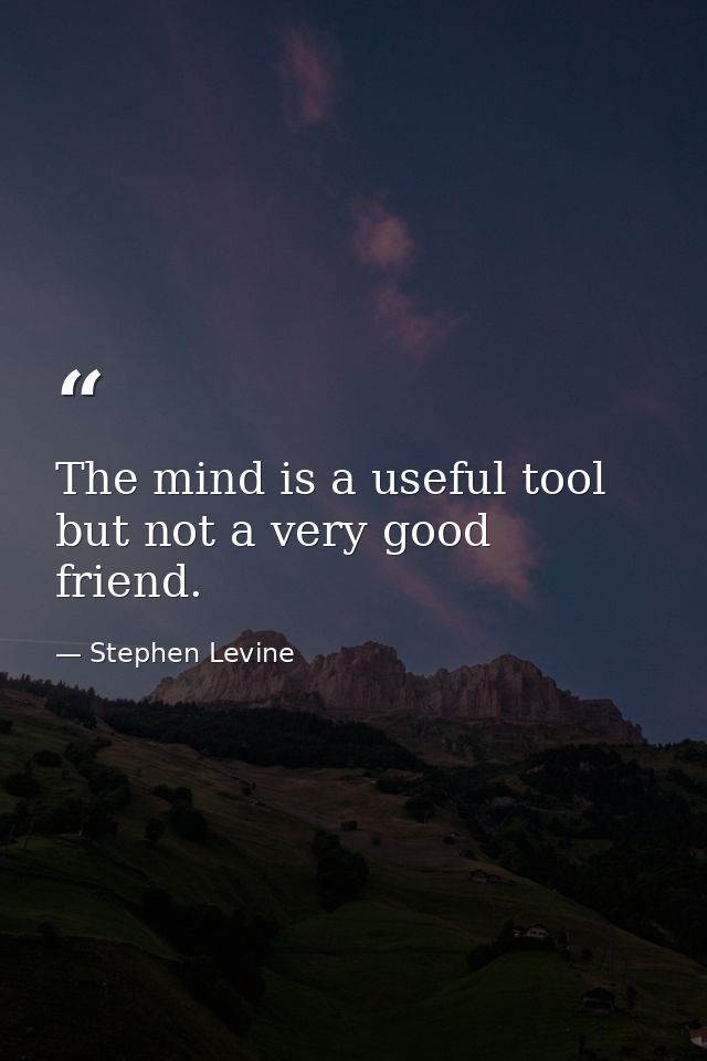 The mind is a useful tool but not a very good friend. — Stephen Levine