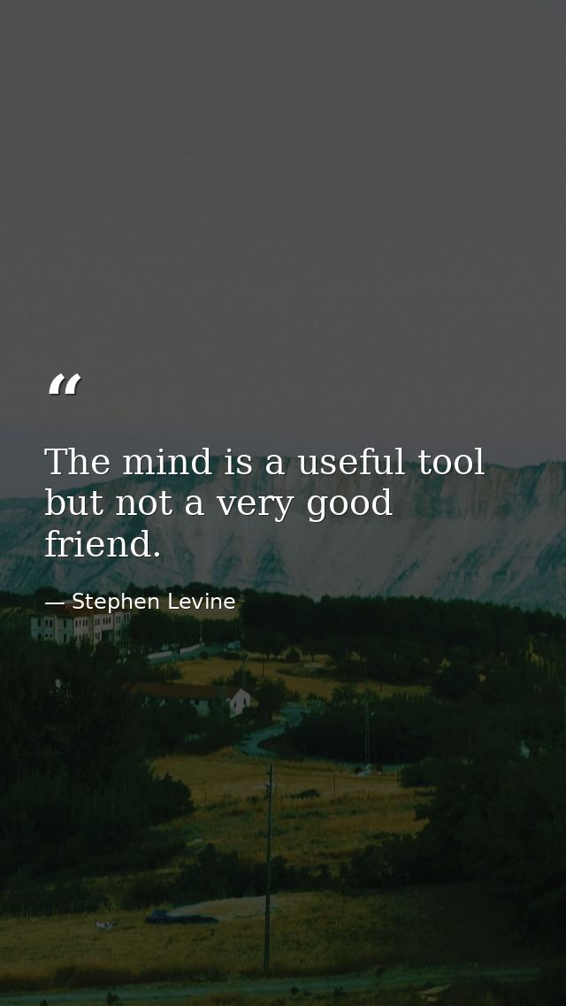 The mind is a useful tool but not a very good friend. — Stephen Levine