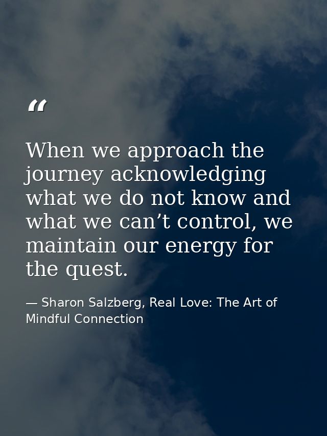 When we approach the journey acknowledging what we do not know and what we can’t control, we maintain our energy for the — Sharon Salzberg, Real Love: The Art of Mindful Connection