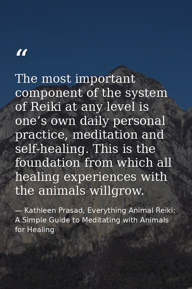 The most important component of the system of Reiki at any level is one’s own daily personal practice, meditation and se — Kathleen Prasad, Everything Animal Reiki: A Simple Guide to Meditating with Animals for Healing