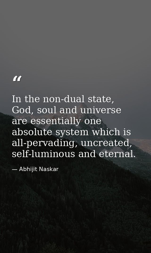 In the non-dual state, God, soul and universe are essentially one absolute system which is all-pervading, uncreated, sel — Abhijit Naskar