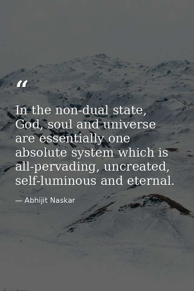 In the non-dual state, God, soul and universe are essentially one absolute system which is all-pervading, uncreated, sel — Abhijit Naskar