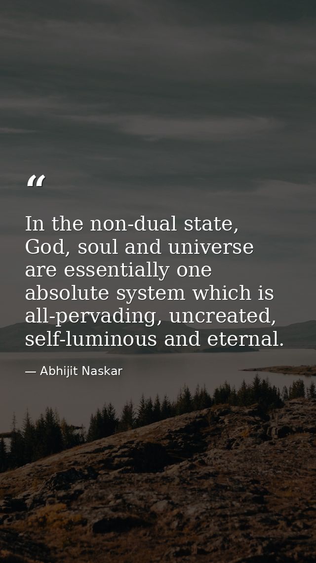 In the non-dual state, God, soul and universe are essentially one absolute system which is all-pervading, uncreated, sel — Abhijit Naskar