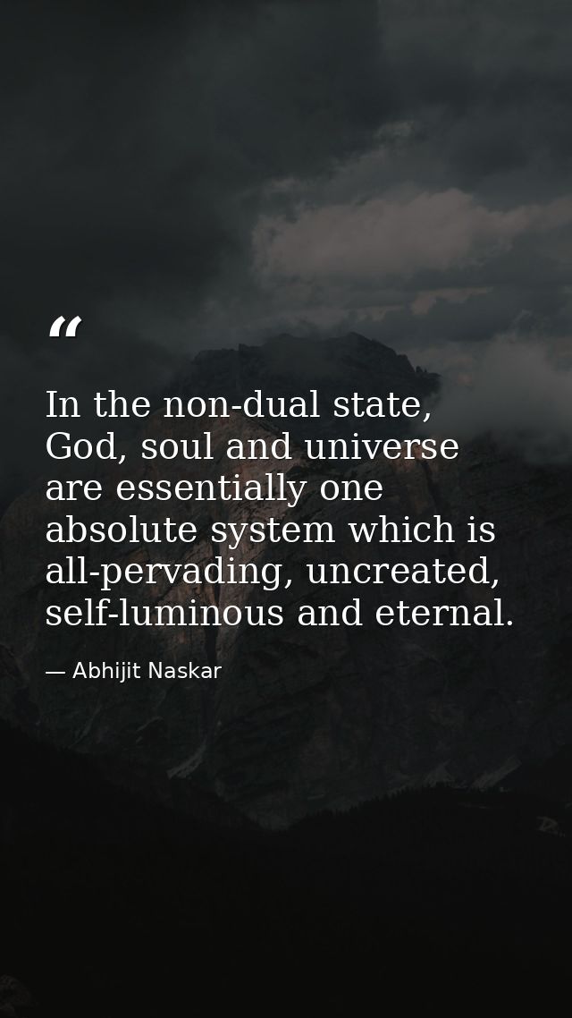 In the non-dual state, God, soul and universe are essentially one absolute system which is all-pervading, uncreated, sel — Abhijit Naskar