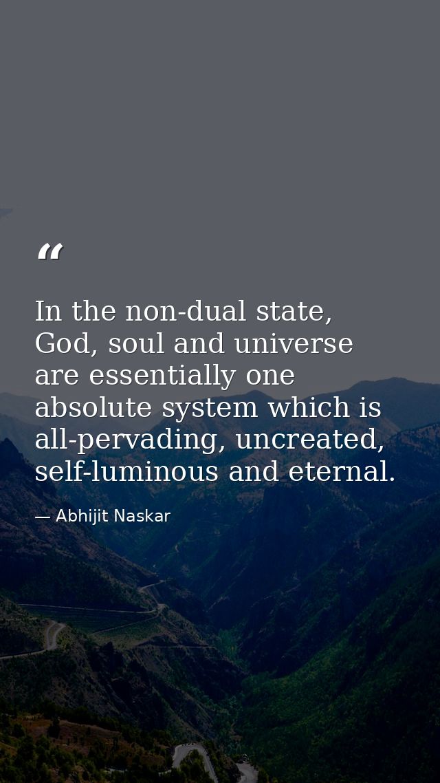 In the non-dual state, God, soul and universe are essentially one absolute system which is all-pervading, uncreated, sel — Abhijit Naskar
