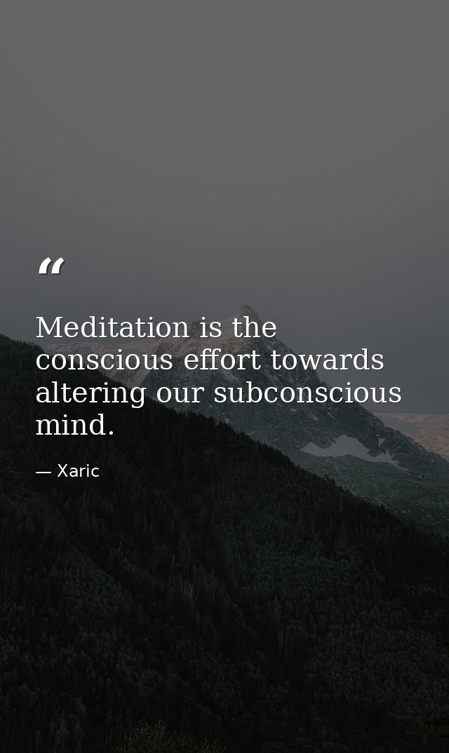 Meditation is the conscious effort towards altering our subconscious mind. — Xaric