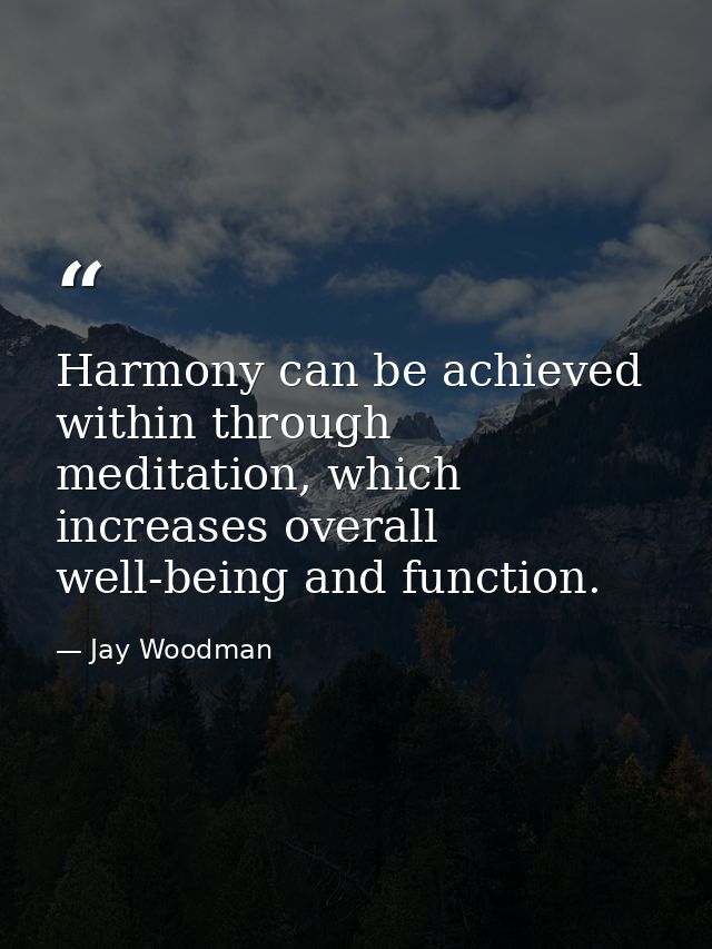 Harmony can be achieved within through meditation, which increases overall well-being and function. — Jay Woodman