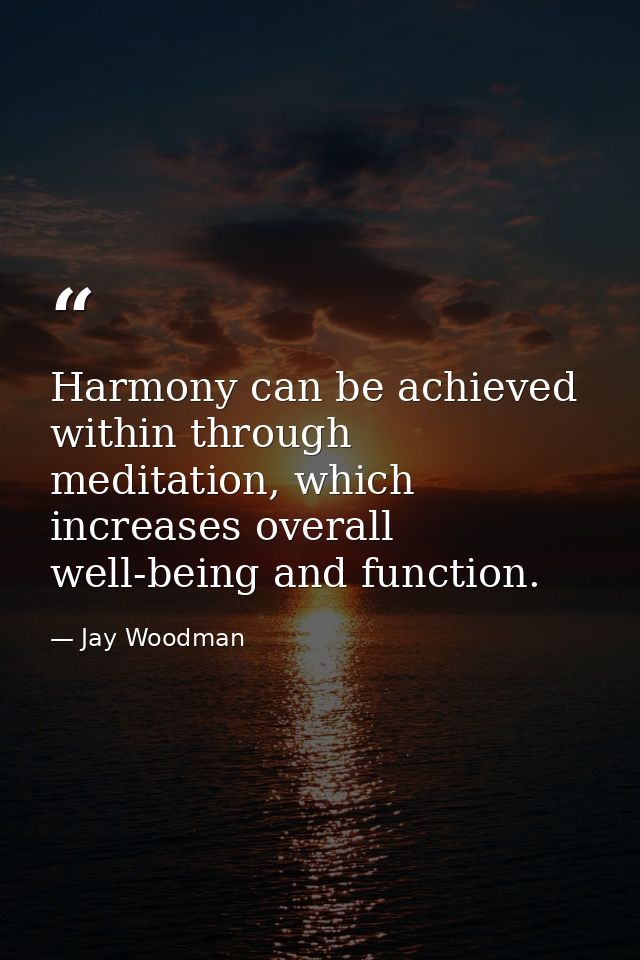Harmony can be achieved within through meditation, which increases overall well-being and function. — Jay Woodman