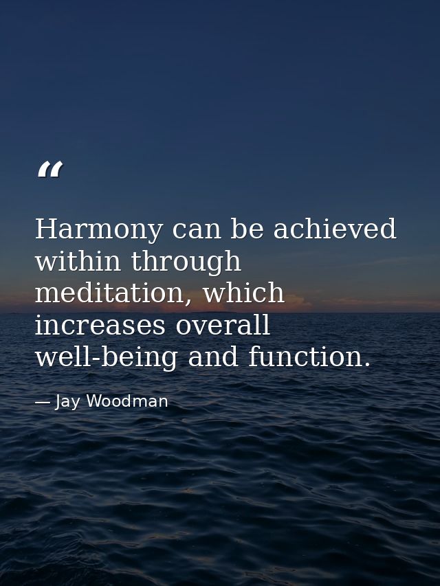 Harmony can be achieved within through meditation, which increases overall well-being and function. — Jay Woodman