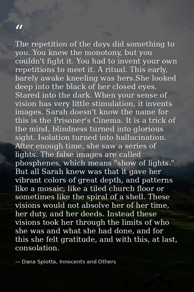 The repetition of the days did something to you. You knew the monotony, but you couldn't fight it. You had to invent you — Dana Spiotta, Innocents and Others