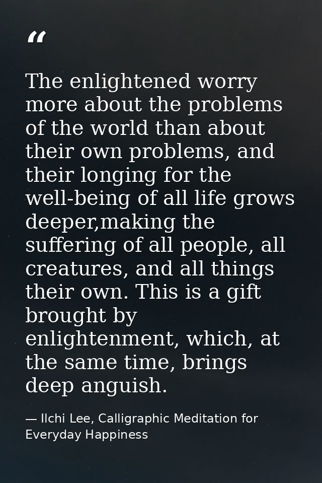 The enlightened worry more about the problems of the world than about their own problems, and their longing for the well — Ilchi Lee, Calligraphic Meditation for Everyday Happiness