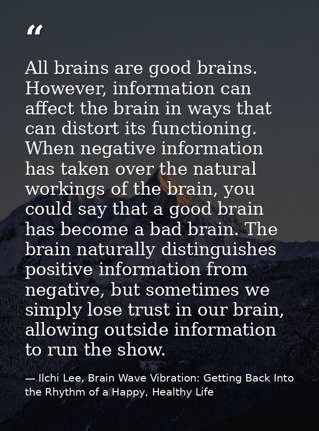 All brains are good brains. However, information can affect the brain in ways that can distort its functioning. When neg — Ilchi Lee, Brain Wave Vibration: Getting Back Into the Rhythm of a Happy, Healthy Life
